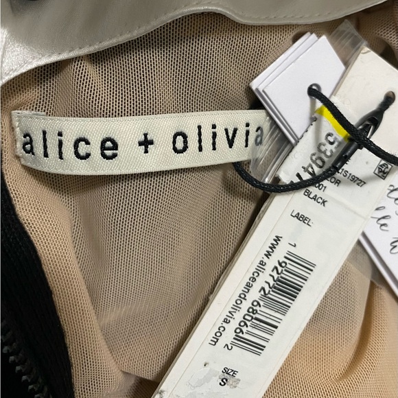 NWT Alice + Olivia Gin Pointelle Lace Knit Dress With Bow In Black Size S - Picture 12 of 12